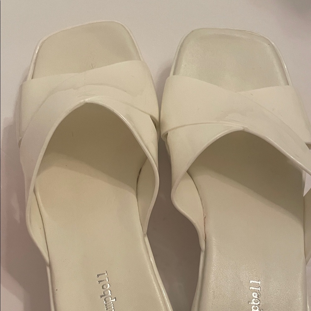 Jeffrey Campbell Cream Platform Mules Sandals - Picture 12 of 13